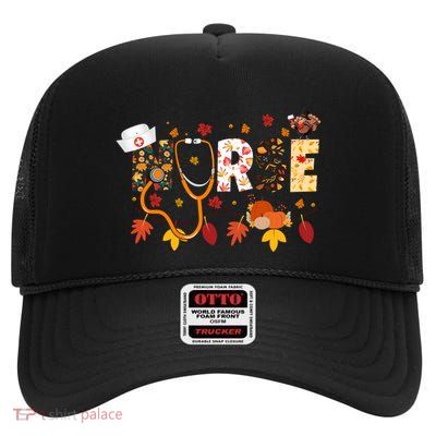 Cute Nurse Fall Thanksgiving Autumn High Crown Mesh Back Trucker Hat