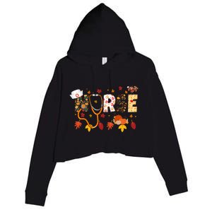 Cute Nurse Fall Thanksgiving Autumn Crop Fleece Hoodie