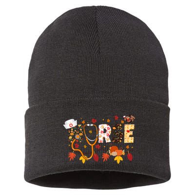 Cute Nurse Fall Thanksgiving Autumn Sustainable Knit Beanie