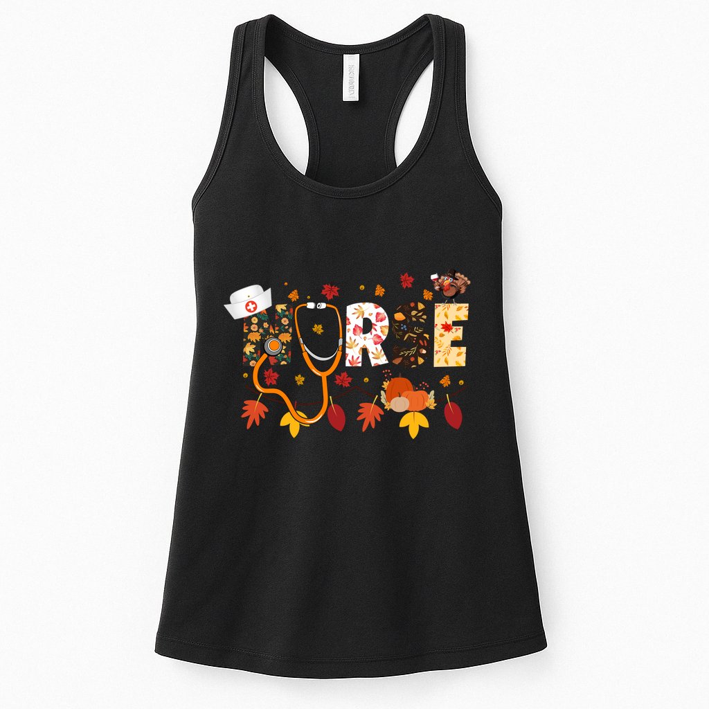 Cute Nurse Fall Thanksgiving Autumn Womens Tank Top