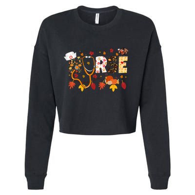 Cute Nurse Fall Thanksgiving Autumn Cropped Pullover Crew