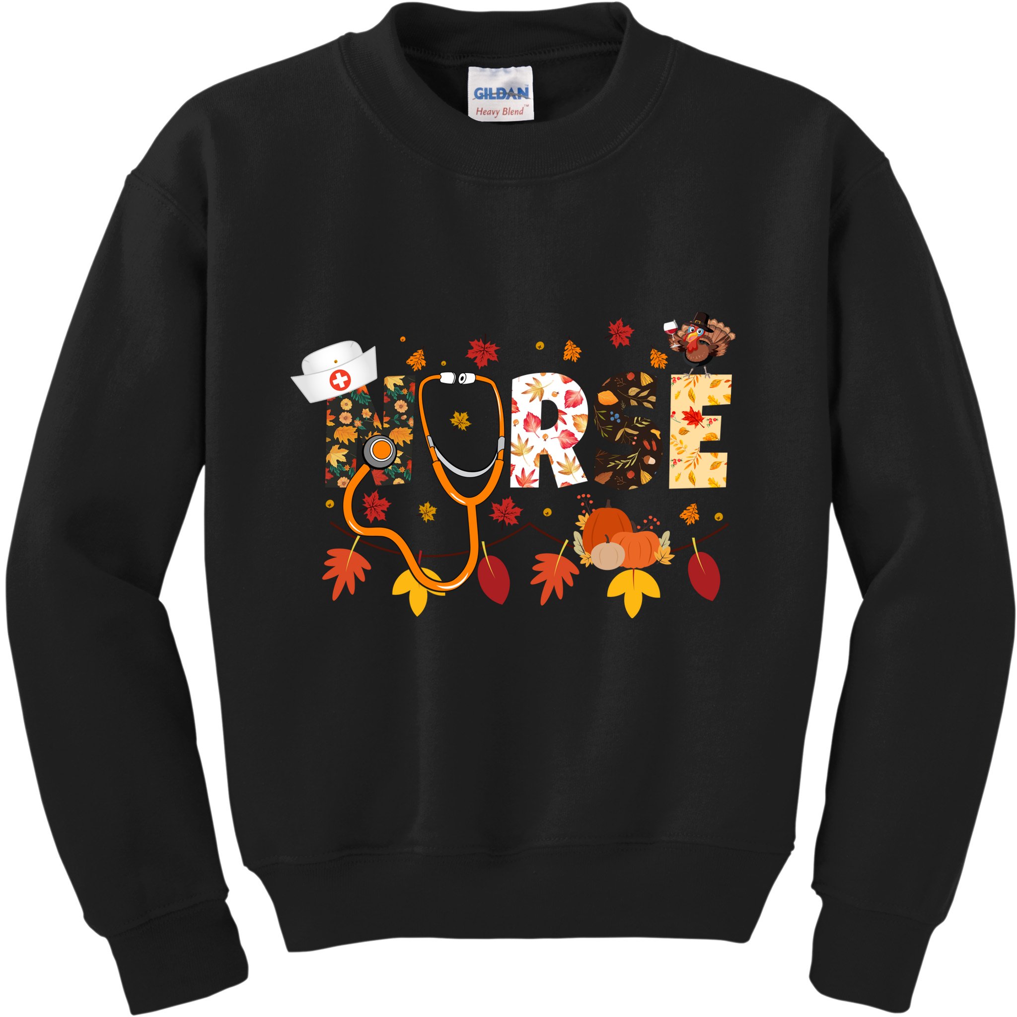 Cute Nurse Fall Thanksgiving Autumn Kids Sweatshirt