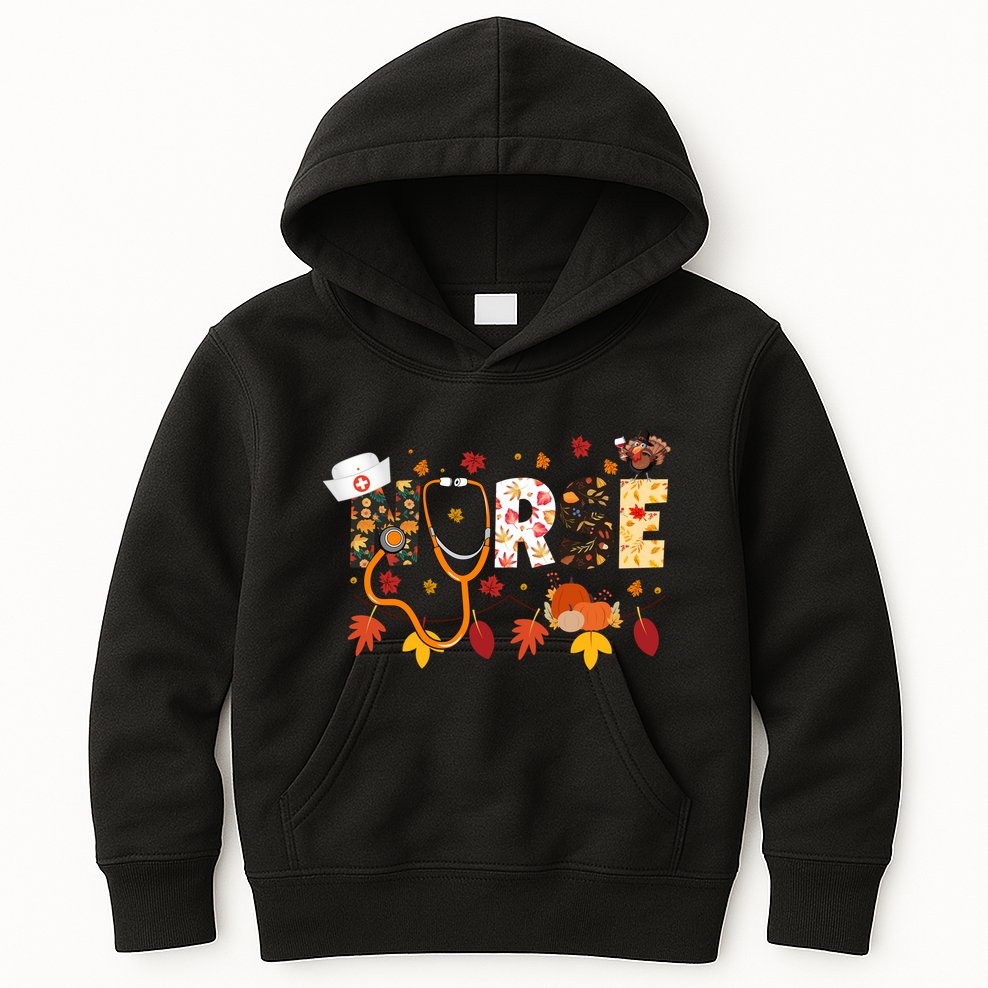 Cute Nurse Fall Thanksgiving Autumn Kids Hoodie