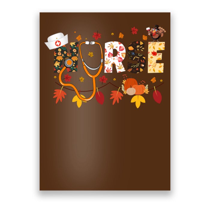 Cute Nurse Fall Thanksgiving Autumn Poster