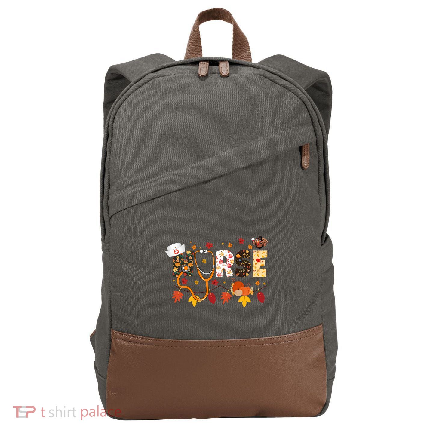 Cute Nurse Fall Thanksgiving Autumn Cotton Canvas Backpack