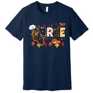 Cute Nurse Fall Thanksgiving Autumn Premium T-Shirt