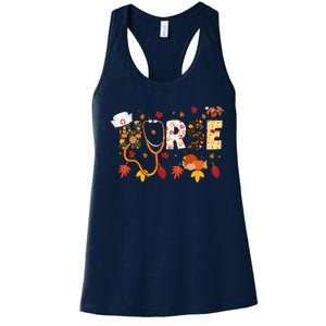 Cute Nurse Fall Thanksgiving Autumn Women's Racerback Tank