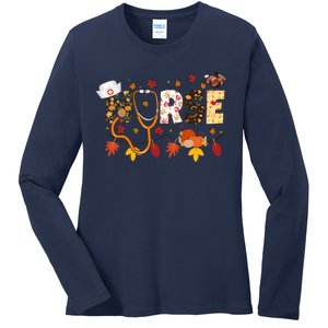 Cute Nurse Fall Thanksgiving Autumn Ladies Long Sleeve Shirt