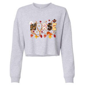 Cute Nurse Fall Thanksgiving Autumn Cropped Pullover Crew