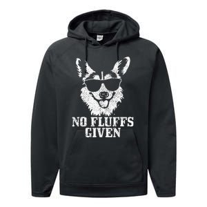 Corgi No Fluffs Given Dog Mom Dad Funny Corgi Performance Fleece Hoodie