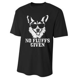 Corgi No Fluffs Given Dog Mom Dad Funny Corgi Performance Sprint T-Shirt