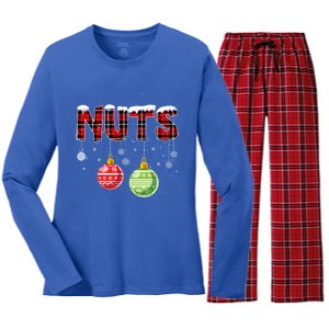 Chest Nuts Funny Matching Chestnuts Christmas Couples Nuts Funny Gift Women's Long Sleeve Flannel Pajama Set 