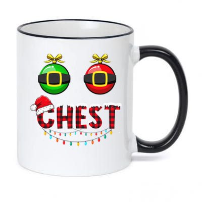 Chest Nuts Funny Matching Chestnuts Christmas Couples Chest  11oz Black Color Changing Mug