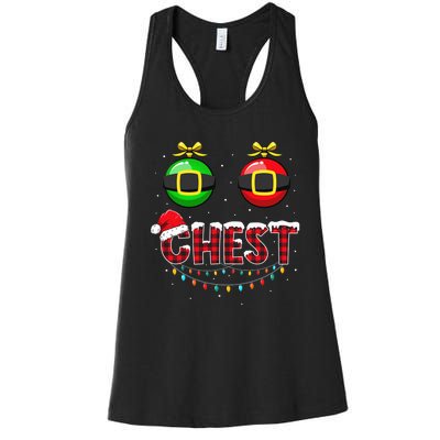 Chest Nuts Funny Matching Chestnuts Christmas Couples Chest  Women's Racerback Tank