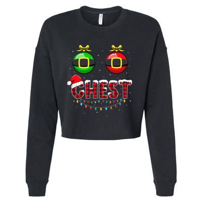 Chest Nuts Funny Matching Chestnuts Christmas Couples Chest  Cropped Pullover Crew