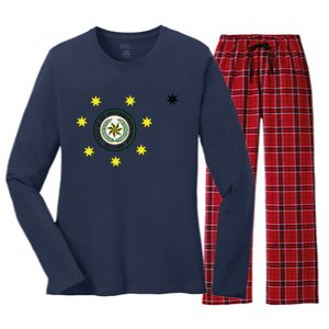 Cherokee Nation Flag Cherokee Women's Long Sleeve Flannel Pajama Set 