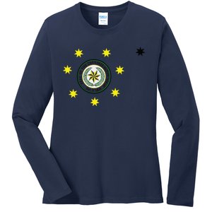 Cherokee Nation Flag Cherokee Ladies Long Sleeve Shirt