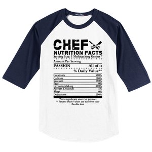 Chef Nutrition Facts Cool Chef Tee Gift For Chefs Baseball Sleeve Shirt