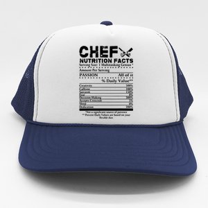 Chef Nutrition Facts Cool Chef Tee Gift For Chefs Trucker Hat