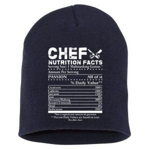 Chef Nutrition Facts Cool Chef Tee Gift For Chefs Short Acrylic Beanie