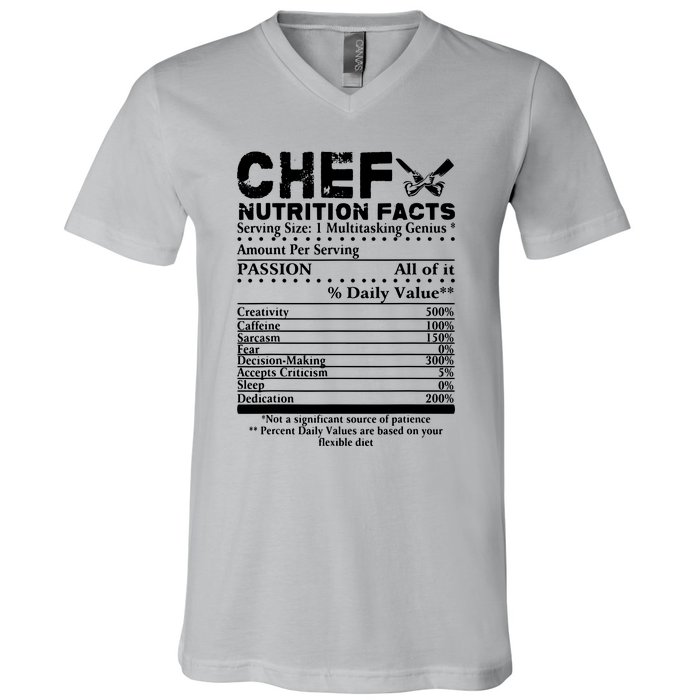 Chef Nutrition Facts Cool Chef Tee Gift For Chefs V-Neck T-Shirt