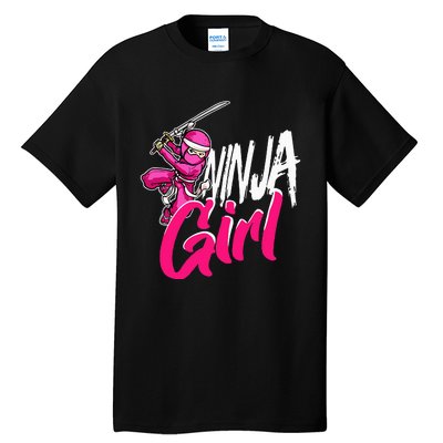 Cute Ninja Fighter Costume Pink Ninja Tall T-Shirt