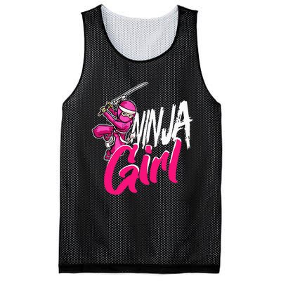 Cute Ninja Fighter Costume Pink Ninja Mesh Reversible Basketball Jersey Tank