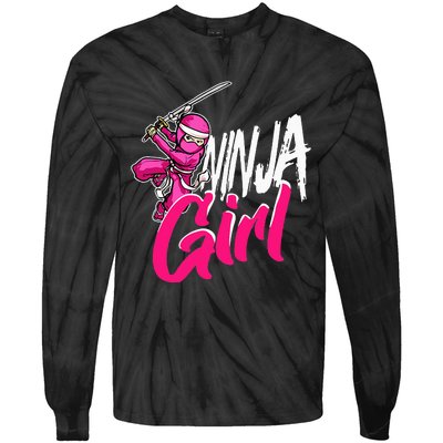 Cute Ninja Fighter Costume Pink Ninja Tie-Dye Long Sleeve Shirt