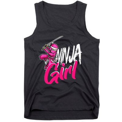 Cute Ninja Fighter Costume Pink Ninja Tank Top