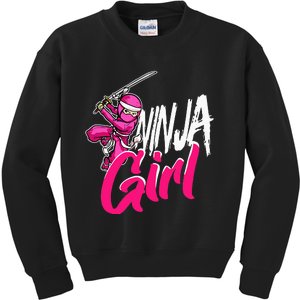 Cute Ninja Fighter Costume Pink Ninja Kids Sweatshirt