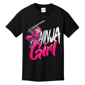 Cute Ninja Fighter Costume Pink Ninja Kids T-Shirt