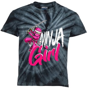 Cute Ninja Fighter Costume Pink Ninja Kids Tie-Dye T-Shirt