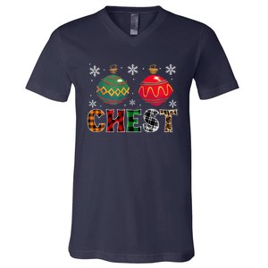 Chest Nuts Funny Matching Chestnuts Christmas Couples Chest Cute V-Neck T-Shirt