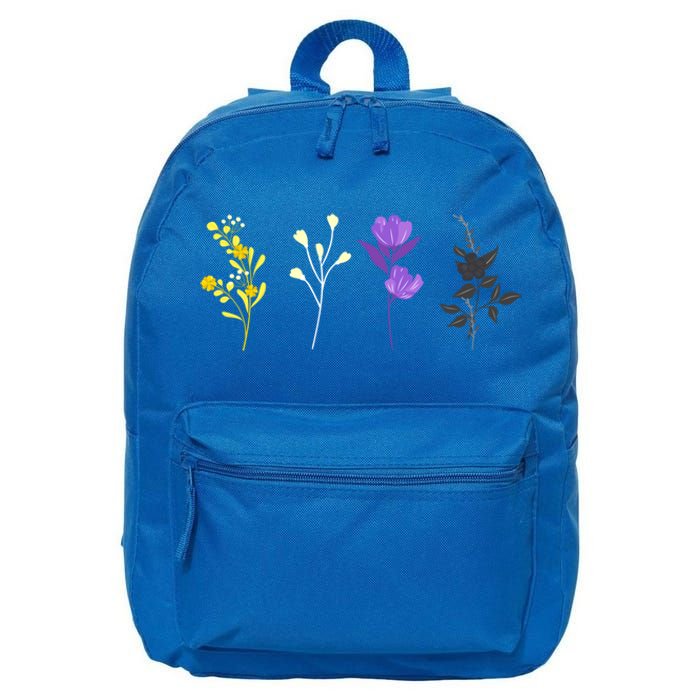 Cute Nonbinary Flowers Lgbtq Pride Floral Lgbt Nonbinary Cute Gift 16 in Basic Backpack