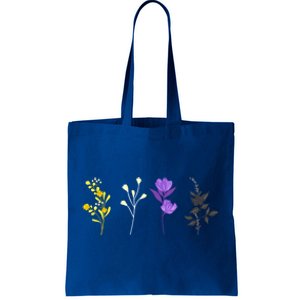 Cute Nonbinary Flowers Lgbtq Pride Floral Lgbt Nonbinary Cute Gift Tote Bag