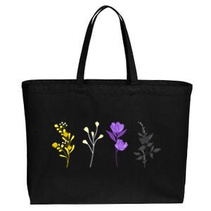 Cute Nonbinary Flowers Lgbtq Pride Floral Lgbt Nonbinary Cute Gift Cotton Canvas Jumbo Tote