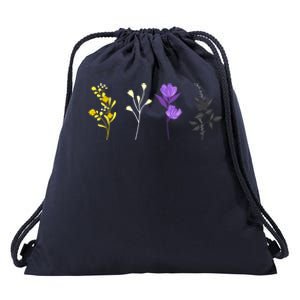 Cute Nonbinary Flowers Lgbtq Pride Floral Lgbt Nonbinary Cute Gift Drawstring Bag