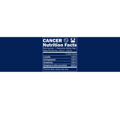 Cancer Nutrition Facts Astrology Zodiac Sign Horoscope Bumper Sticker