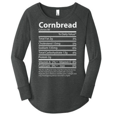 Cornbread Nutrition Facts Funny Thanksgiving Food Women's Perfect Tri Tunic Long Sleeve Shirt