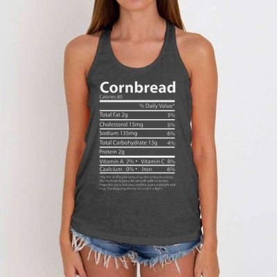 Cornbread Nutrition Facts Funny Thanksgiving Food Women's Knotted Racerback Tank