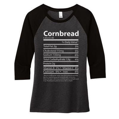 Cornbread Nutrition Facts Funny Thanksgiving Food Women's Tri-Blend 3/4-Sleeve Raglan Shirt