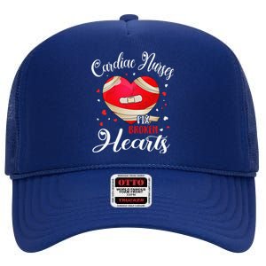 Cardiac Nurses Fix Broken Hearts Nursing Valentines Day High Crown Mesh Back Trucker Hat