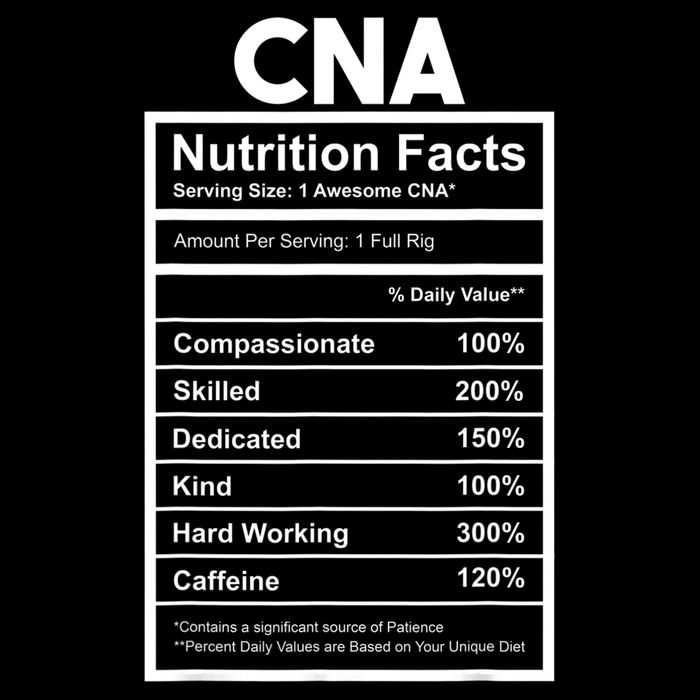 CNA Nutrition Facts Certified Nursing Assistant Cooling Performance Crew T-Shirt
