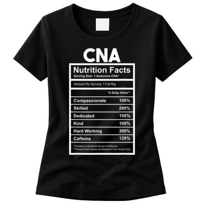 CNA Nutrition Facts Certified Nursing Assistant Womens T-Shirt