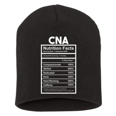 CNA Nutrition Facts Certified Nursing Assistant Short Acrylic Beanie