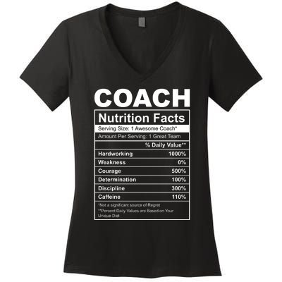 Coach Nutrition Facts Funny Women's V-Neck T-Shirt