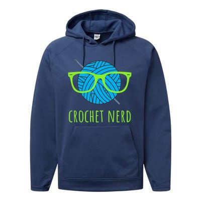 Crochet Nerd Funny Grandma Mom Crocheting Yarn Lover Gift Performance Fleece Hoodie