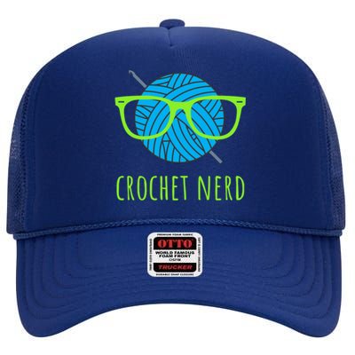 Crochet Nerd Funny Grandma Mom Crocheting Yarn Lover Gift High Crown Mesh Back Trucker Hat