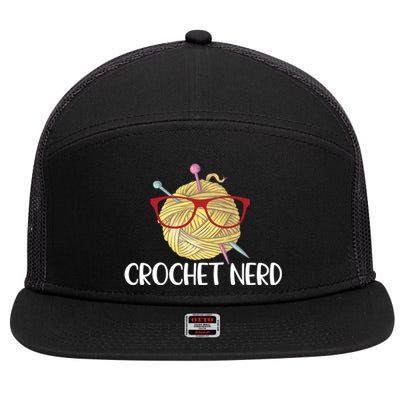 Crochet Nerd Funny Grandma Mom Crocheting Yarn Lover Gift 7 Panel Mesh Trucker Snapback Hat