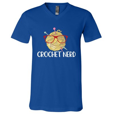 Crochet Nerd Funny Grandma Mom Crocheting Yarn Lover Gift V-Neck T-Shirt